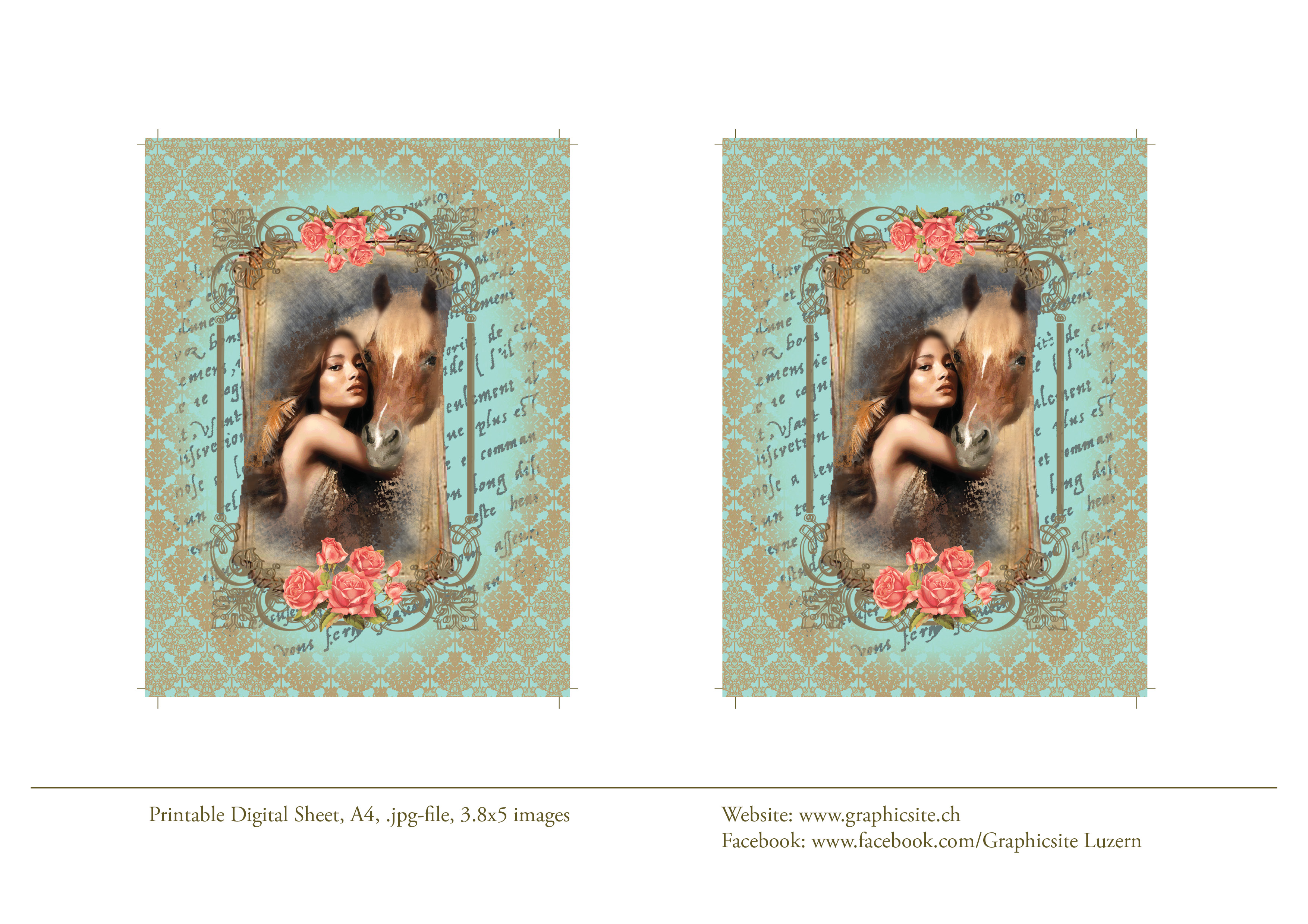 Printable Digital Sheets - 3.8 Mini Cards - Honey_VintageEdiition